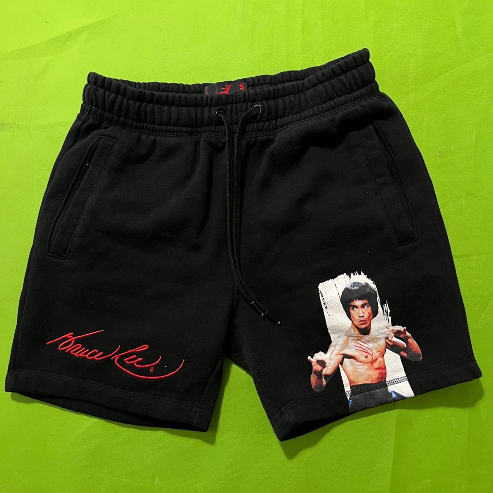 Bruce Lee x Shoe Palace Mens Black Graphic Sweat Shorts Small Martial Arts Movie